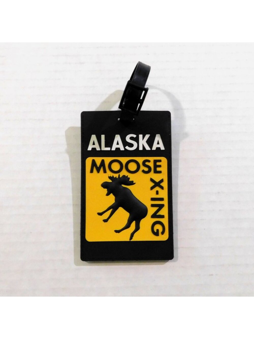 Alaska Moose X-Ing Luggage Tag 4.25 x 2.5 Inches Travel Accessory Rubber